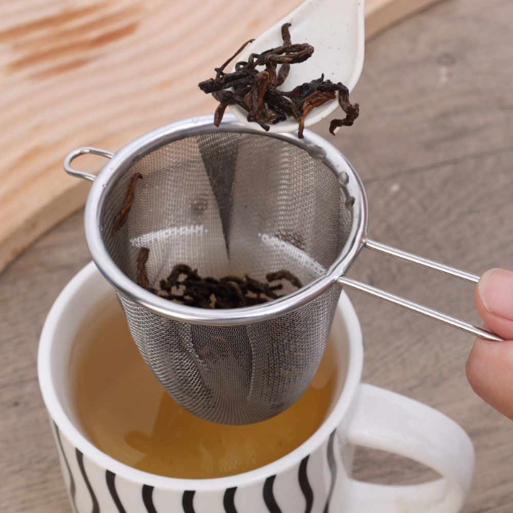 Nettle Leaf Tea - ที่กรองชาสแตนเลสแบบตาข่ายละเอียดพิเศษ สำหรับชาใบหลวม ป้องกันการไหม้ พร้อมด้ามจับ อุปกรณ์ครัว